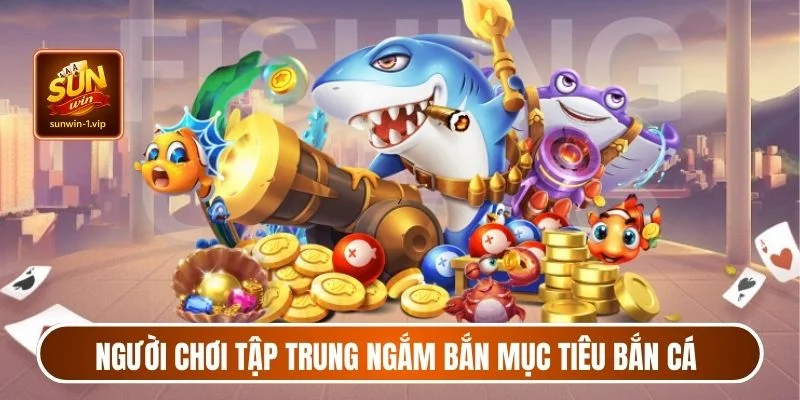 Người chơi tập trung ngắm bắn mục tiêu bắn cá siêu thị đi lẻ